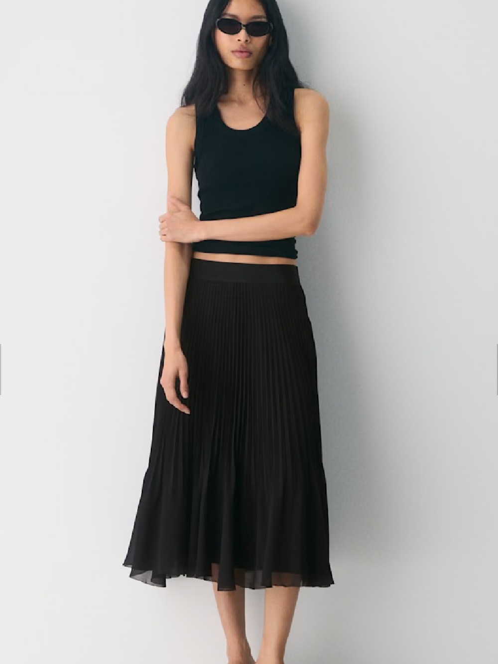 Wilfred Twirl Pleated Skirt | Black Midi | Size Small